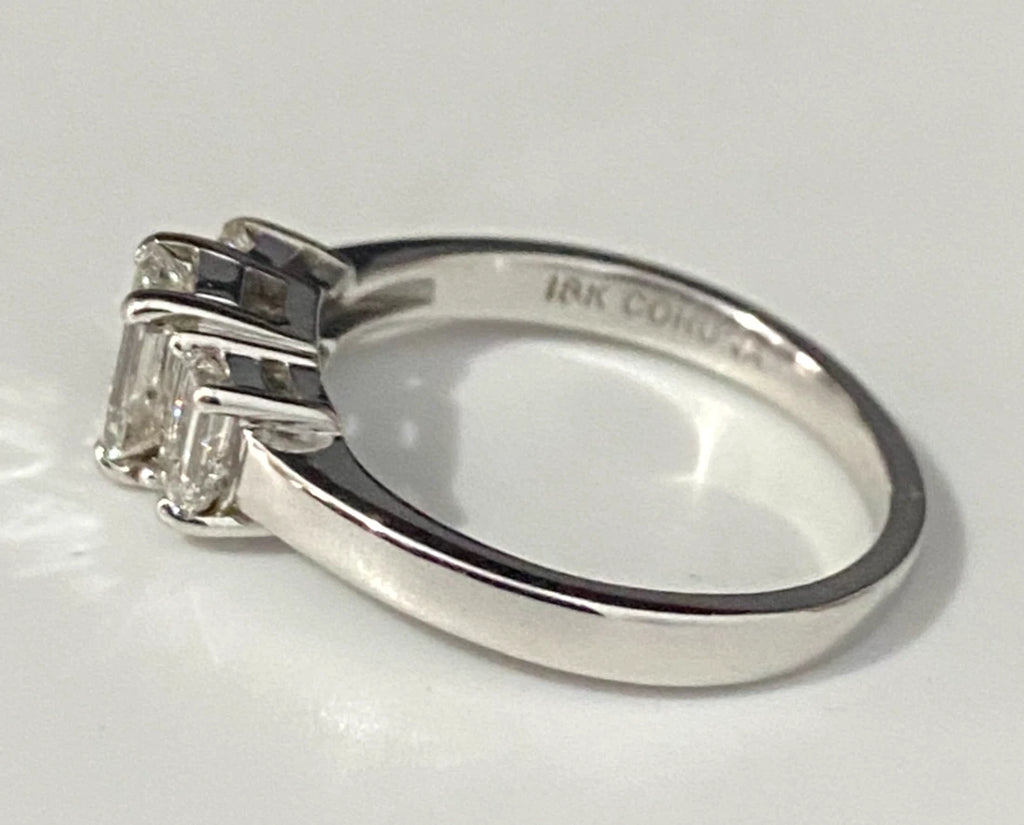 18K Gold & 1.0CT Emerald Diamond Engagement Ring /Certificate Size M - 6 1/4