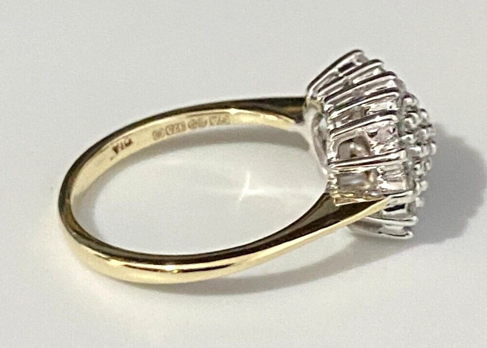 9K Yellow Gold & 0.50CT Diamond Cluster Ring Size K - 5 1/8