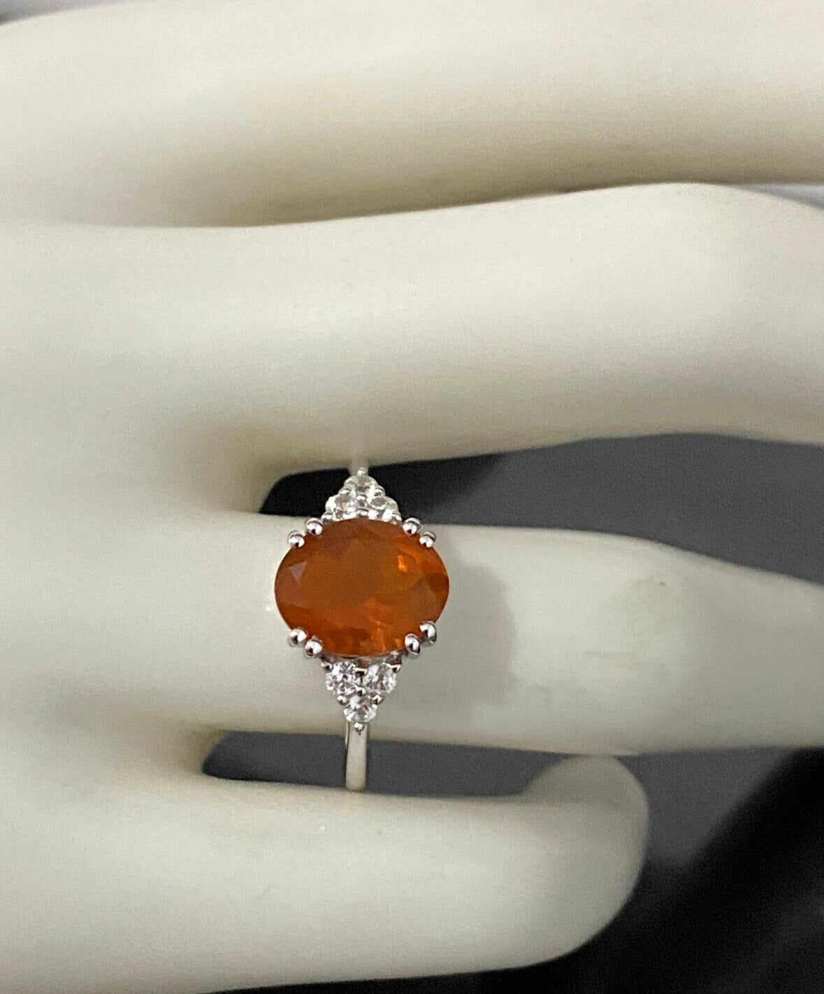 9K Yellow Gold W/ 1.93CT American Fire Opal Ring Size N 1/2 - 6 3/4
