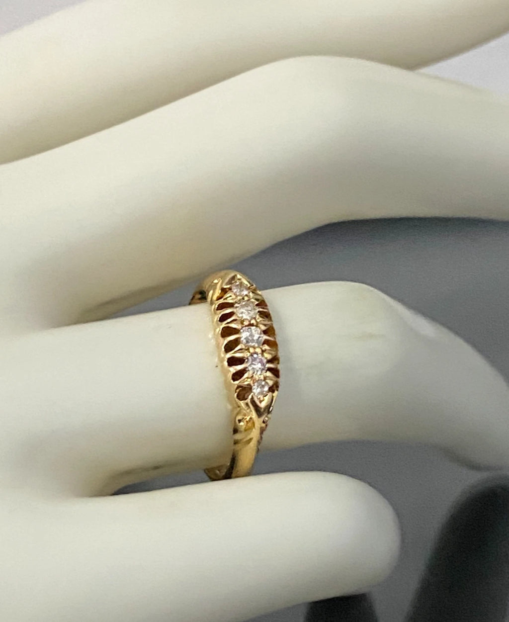 Antique 18K Yellow Gold & Old Mine Diamond Ring C1916 Size M - 6 1/4