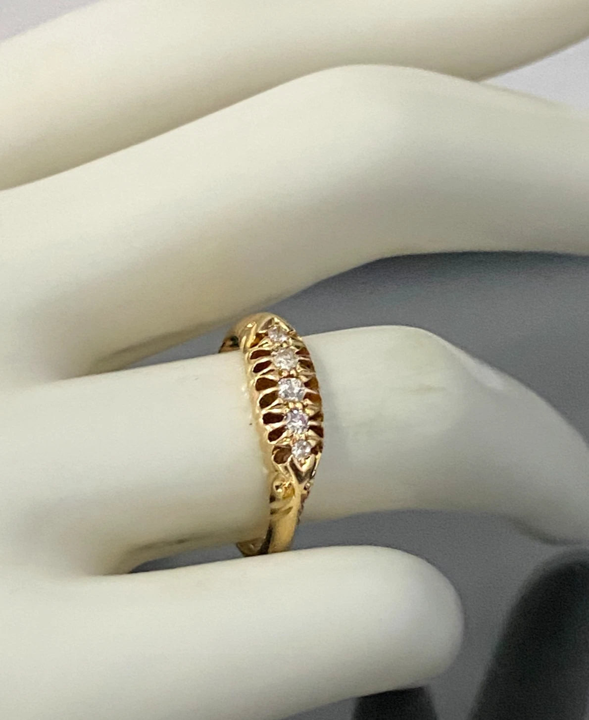 Antique 18K Yellow Gold & Old Mine Diamond Ring C1916 Size M - 6 1/4