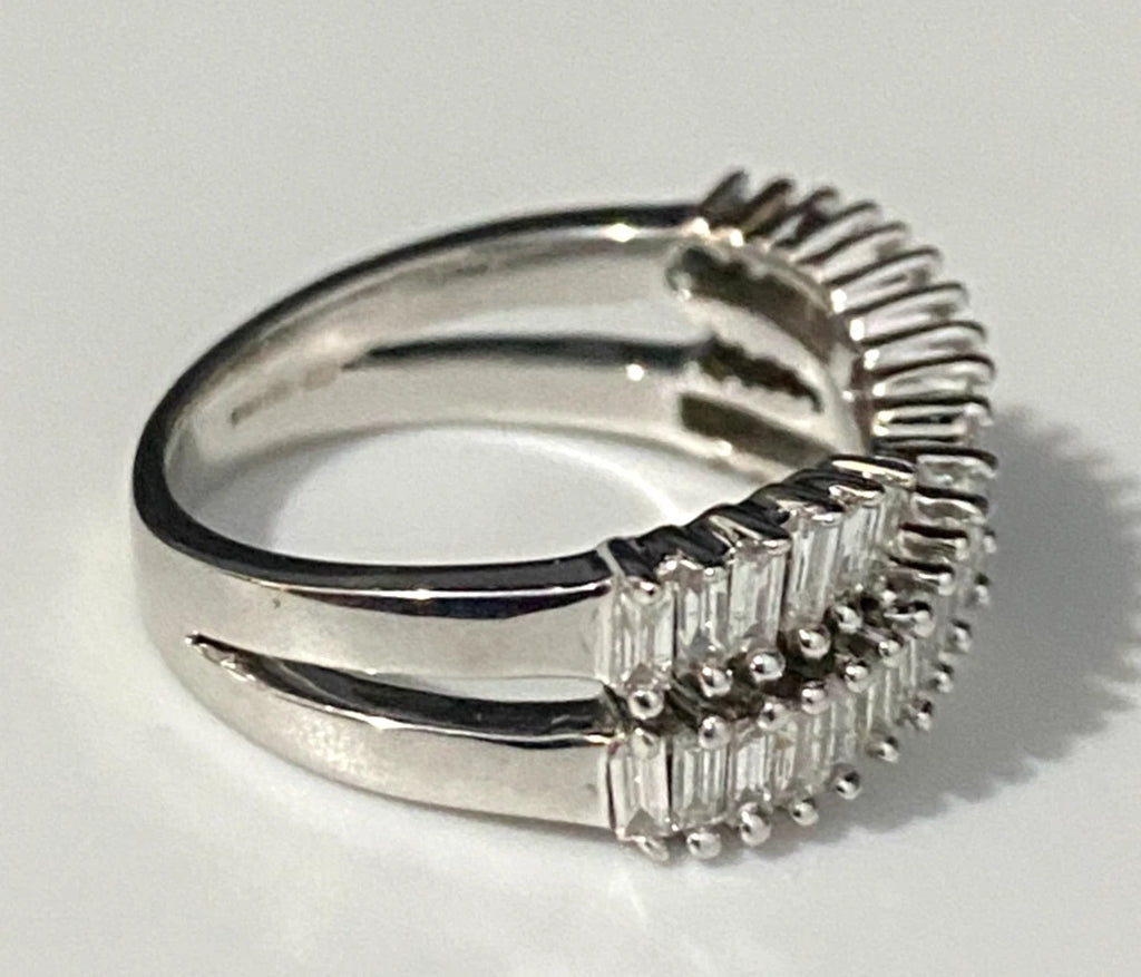 9K White Gold & 0.90CT Diamond Crossover Ring Size L - 5 3/4