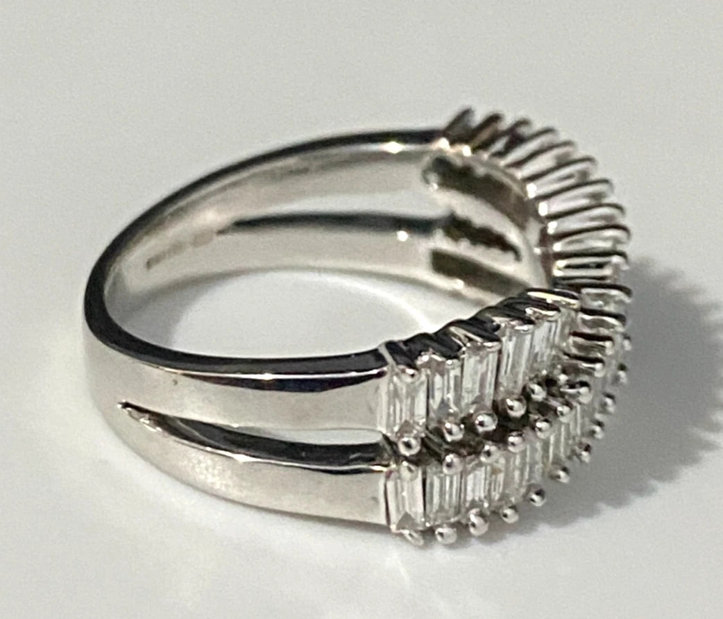 9K White Gold & 0.90CT Diamond Crossover Ring Size L - 5 3/4