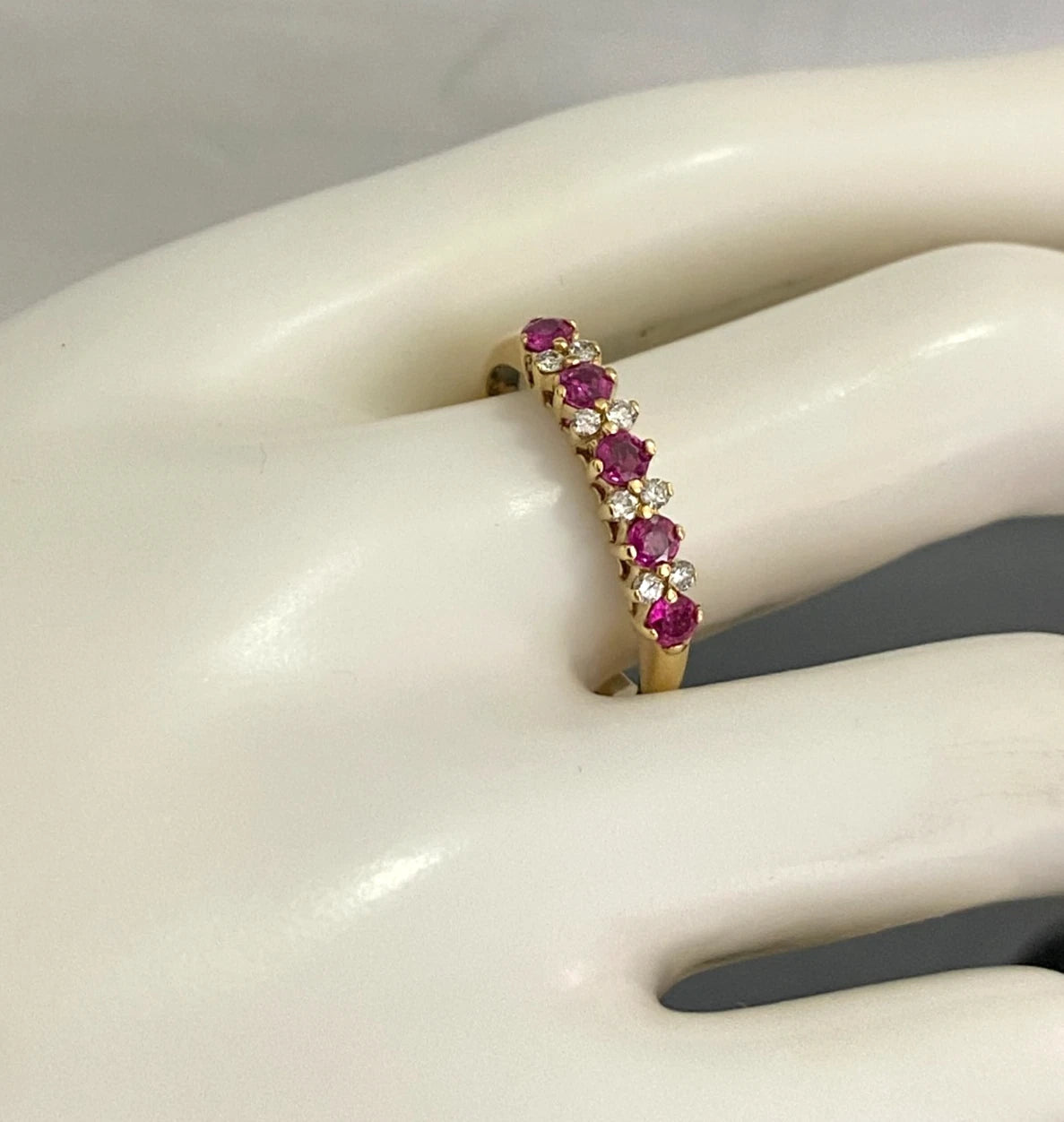 18ct Yellow Gold Ruby & Diamond Ring – Size T (US 9.75)