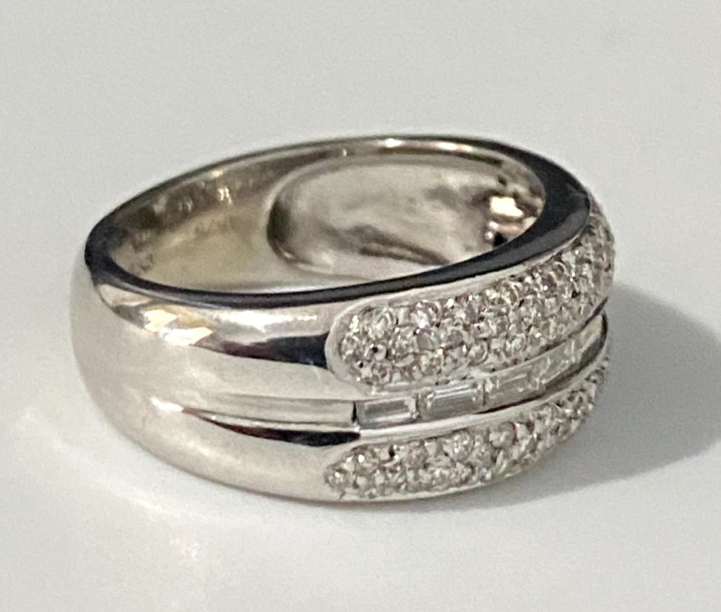 9K White Gold & 0.75CT Diamond Stacking Band Ring Size K - 5 3/8
