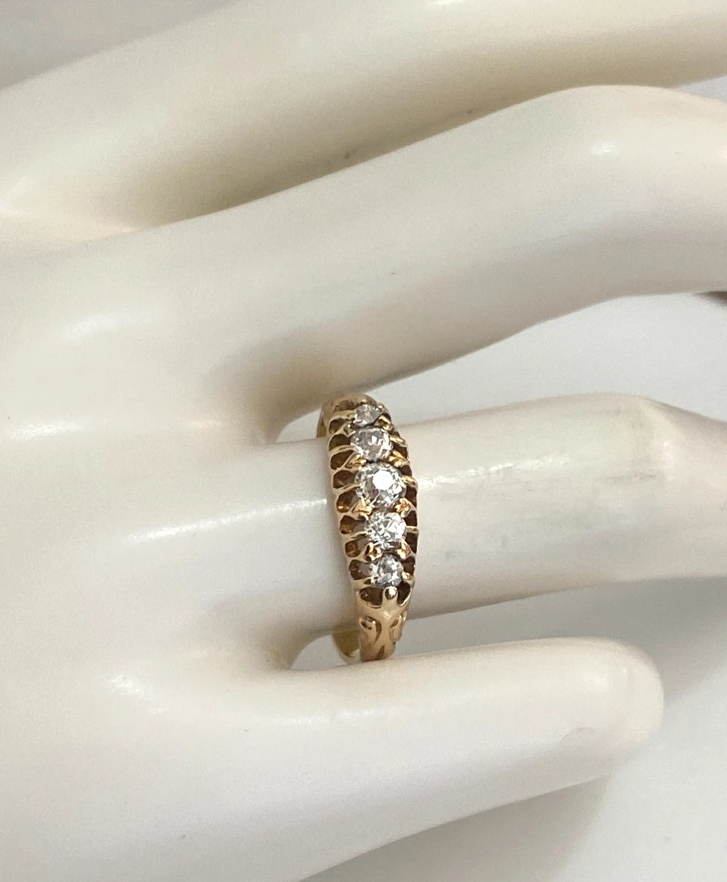 Antique 18K Yellow Gold W/ 0.50CT Diamond Five Stone Ring Size O (US 7.25)