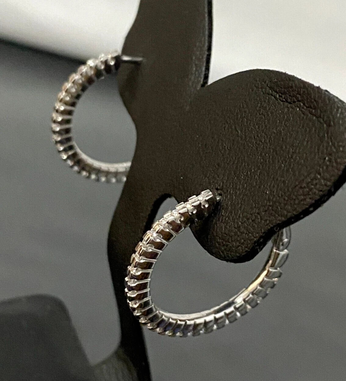 18K White Gold & 0.50CT Diamond Hoop Earrings 24.50mm High
