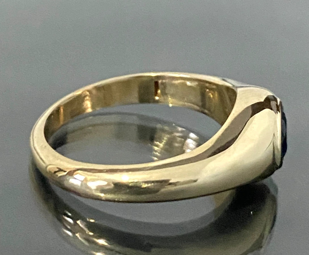 9K Yellow Gold & Blue Zircon Men's Ring Size W - 11 1/4