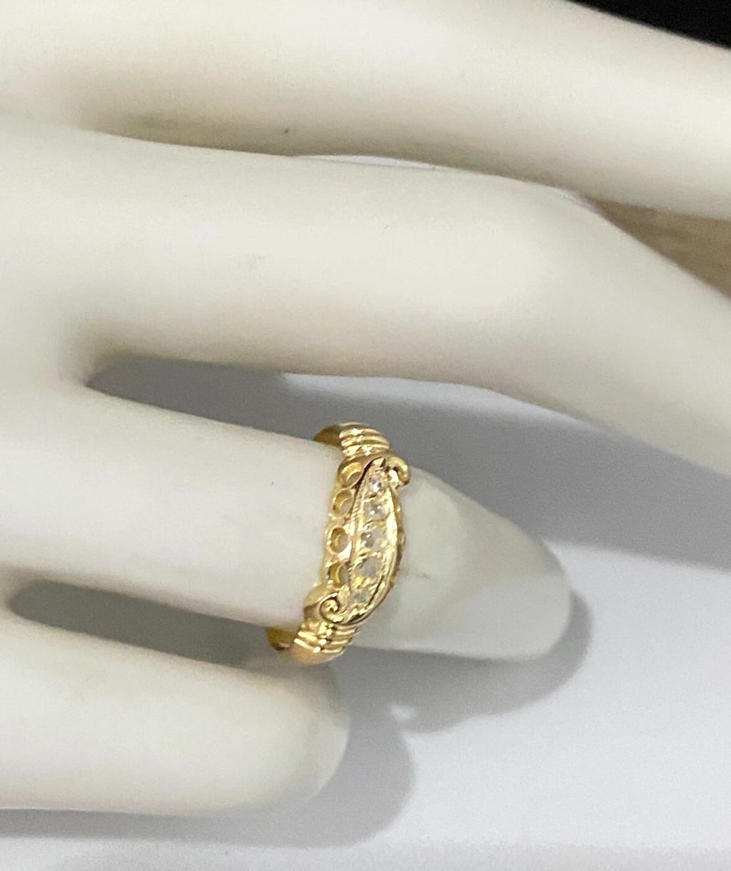 Antique 18K Yellow Gold & Rose Cut Diamond Ring C1919 Size L 1/2 - 6