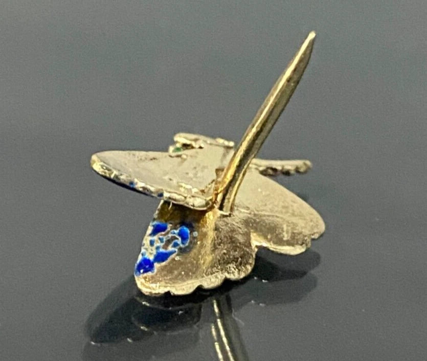 9K Yellow Gold & Enamel Butterfly Tie Pin