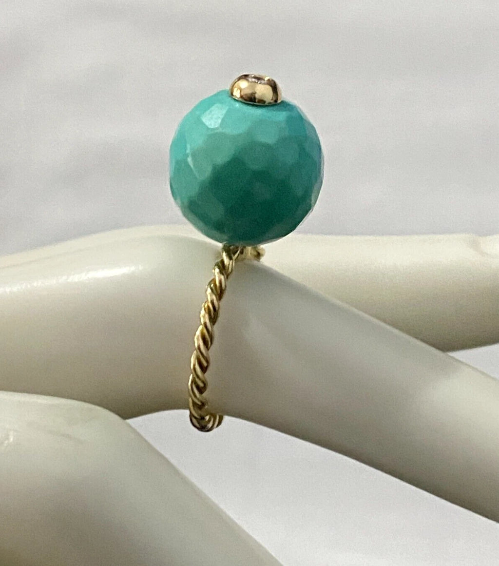 14K Yellow Gold W/Green Stone & Diamond Ring Size L - 5 1/2