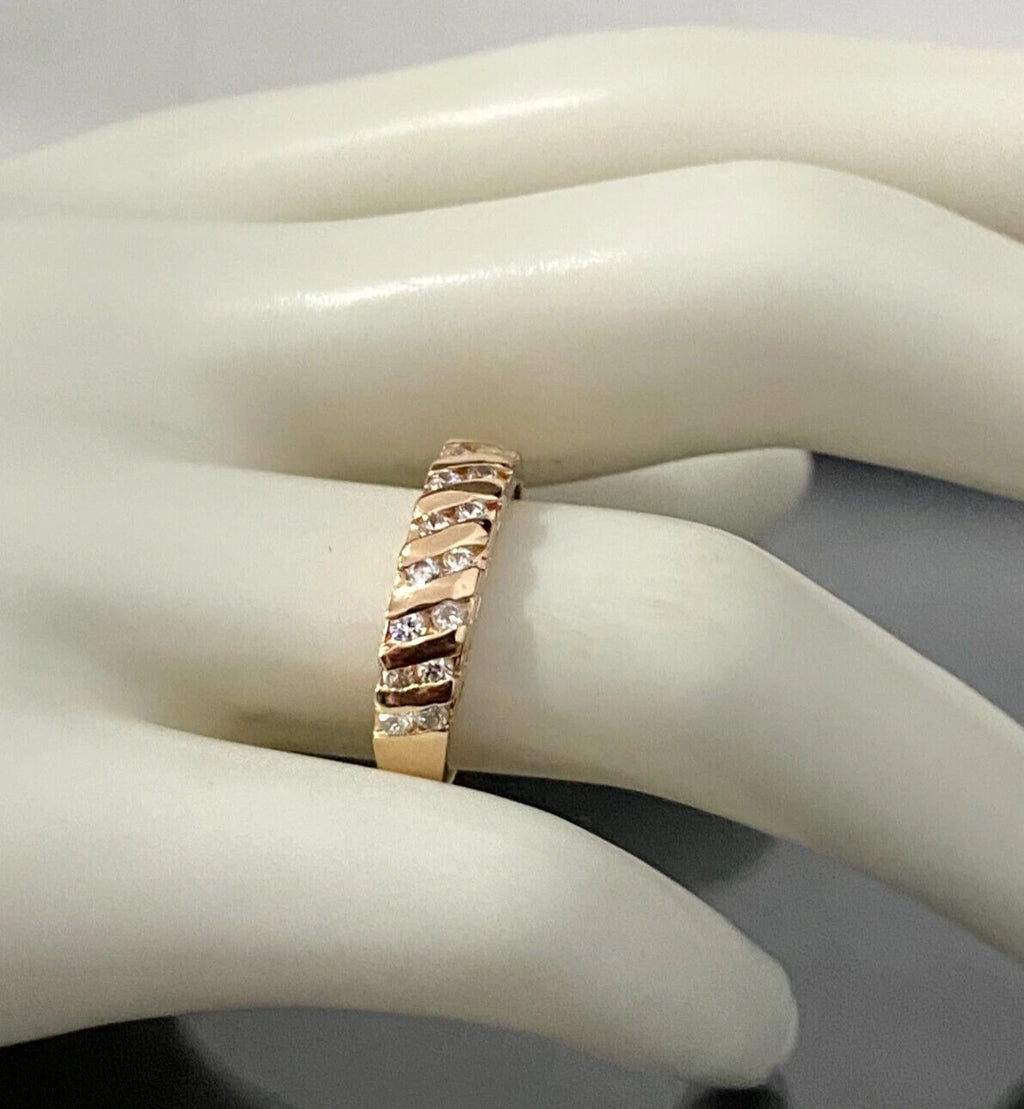 14K Yellow Gold & Cubic Zirconia Dress Ring Size N - 6 1/2