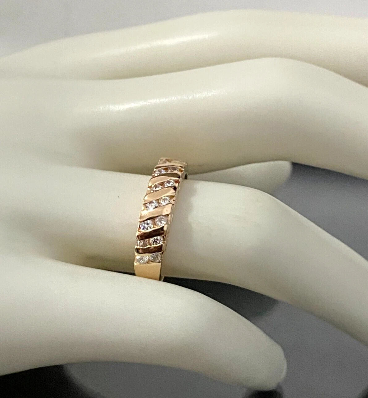14K Yellow Gold & Cubic Zirconia Dress Ring Size N - 6 1/2