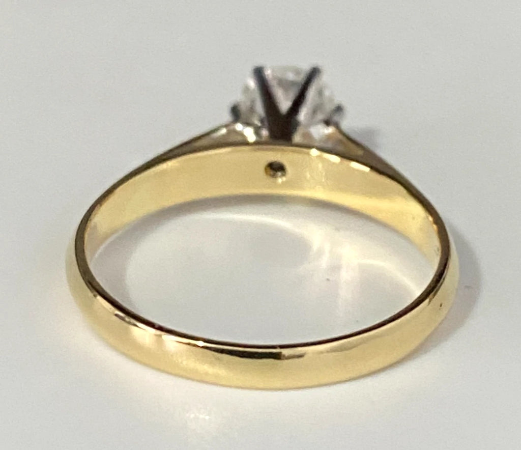18K Yellow Gold & 0.80CT Diamond Solitaire Ring Size O 1/2 - 7 1/2