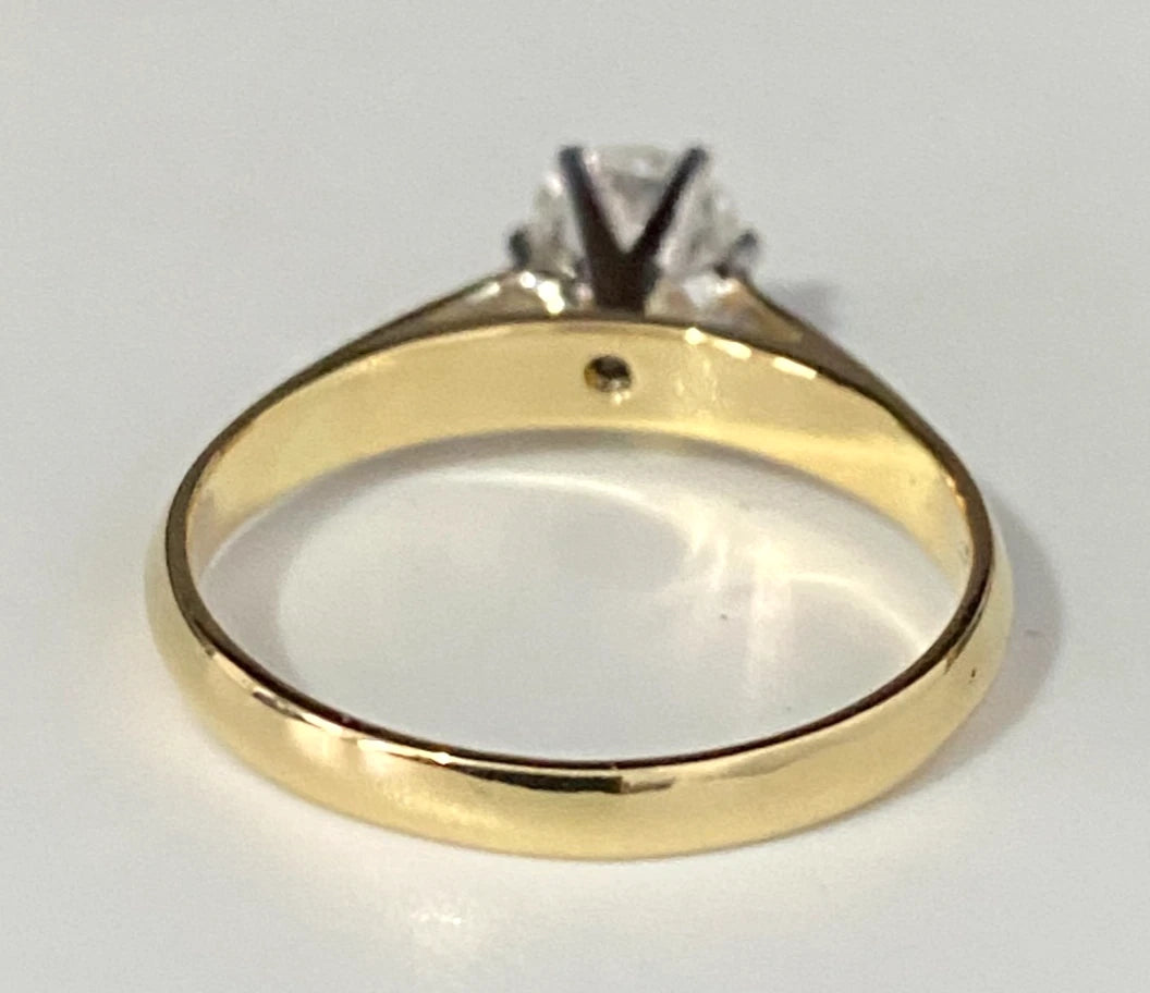 18K Yellow Gold & 0.80CT Diamond Solitaire Ring Size O 1/2 - 7 1/2