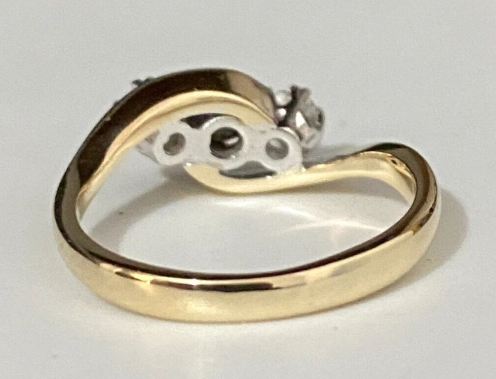 9K Yellow Gold & 0.45CT Diamond Three Stone Ring Size J 1/2 - 5