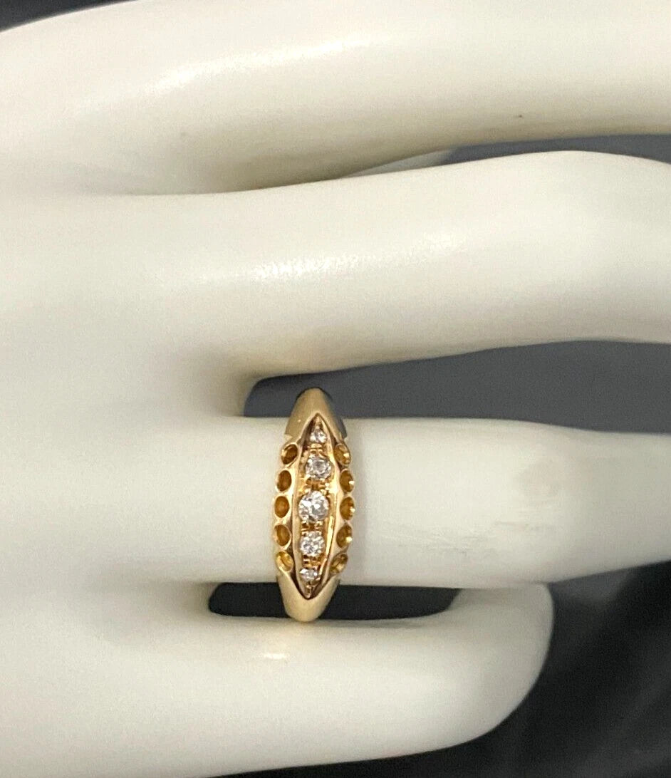 Edwardian 18K Yellow Gold & Diamond Ring C1912 Size N 1/2 - 6 3/4