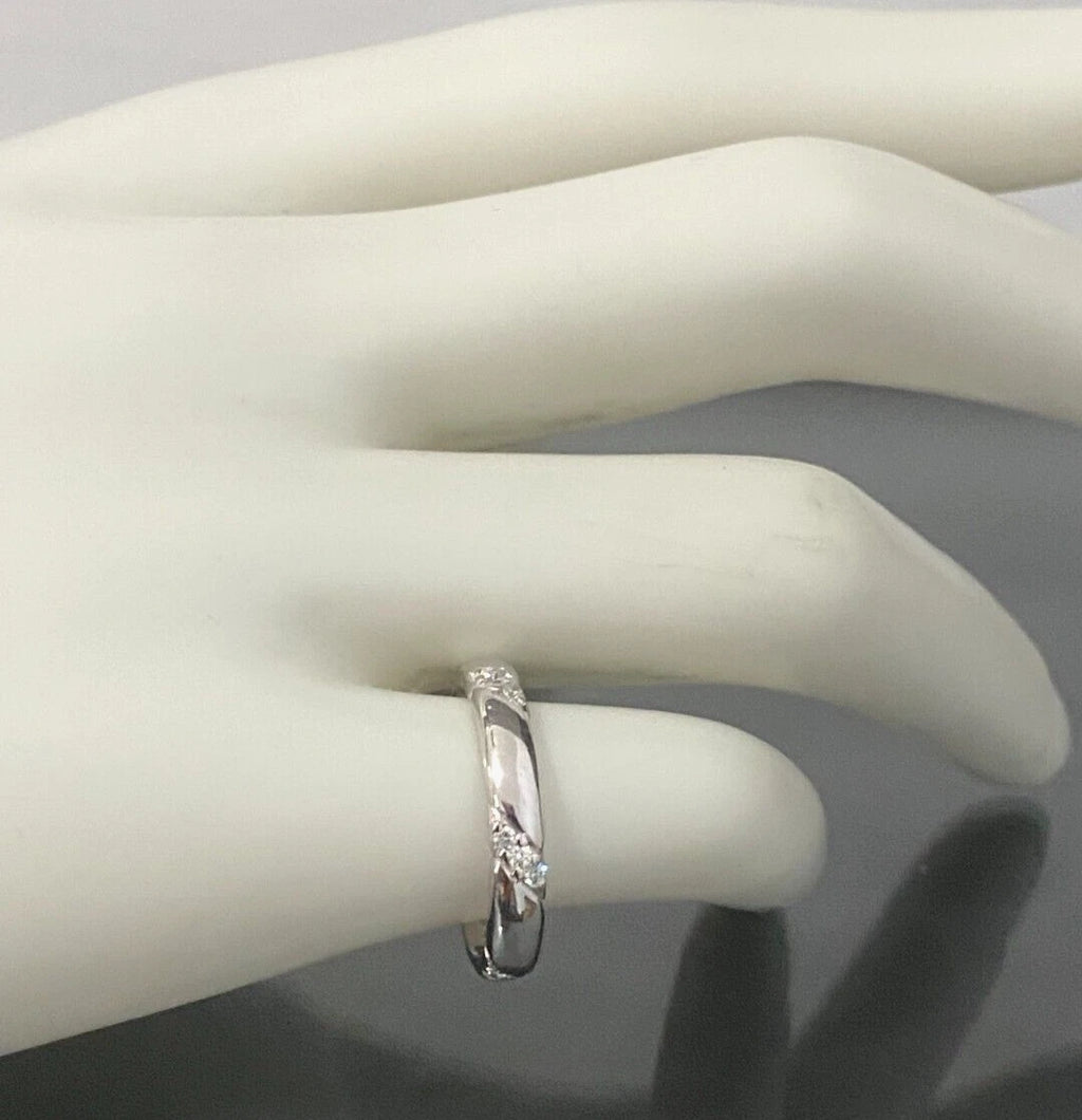 18K White Gold & Diamond Wedding Band Ring Size K - 5 1/8