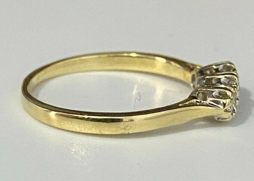 18K Yellow Gold & 0.22CT Diamond Three Stone Ring Size N 1/2 - 6 3/4