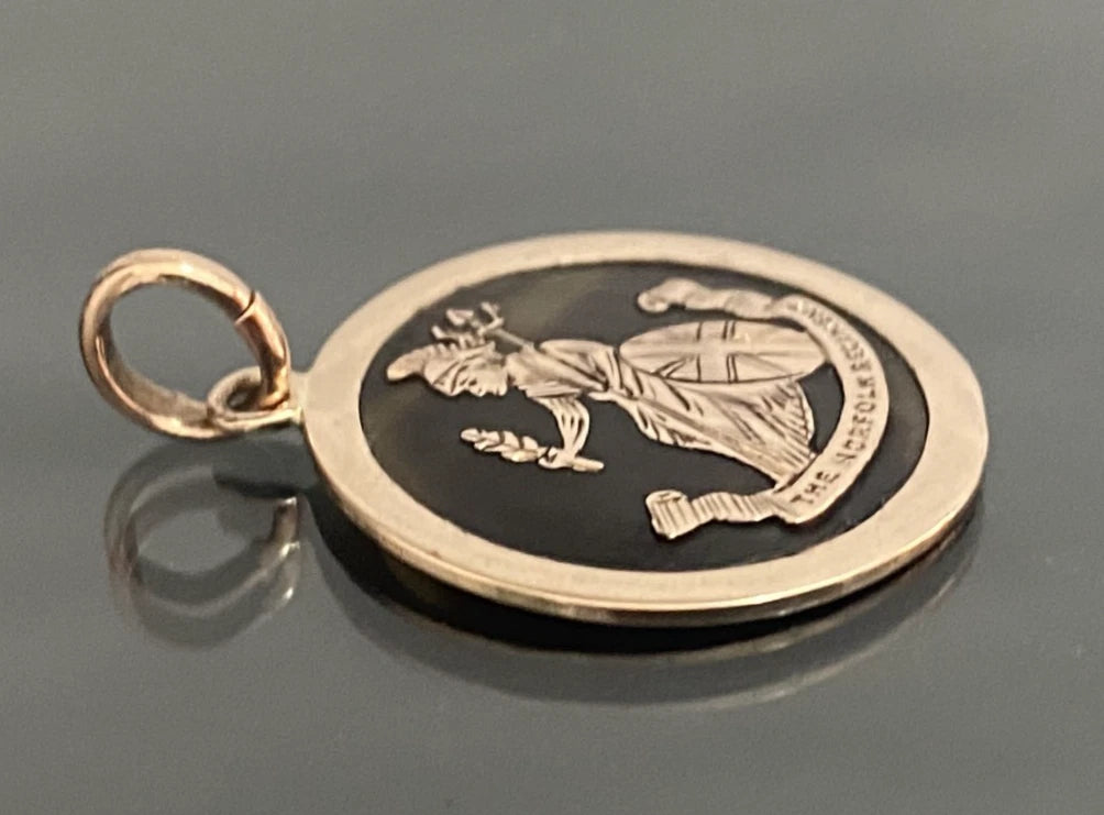 Antique WWI 9ct Rose Gold Norfolk Regiment Tortoiseshell Pendant – Circa 1914