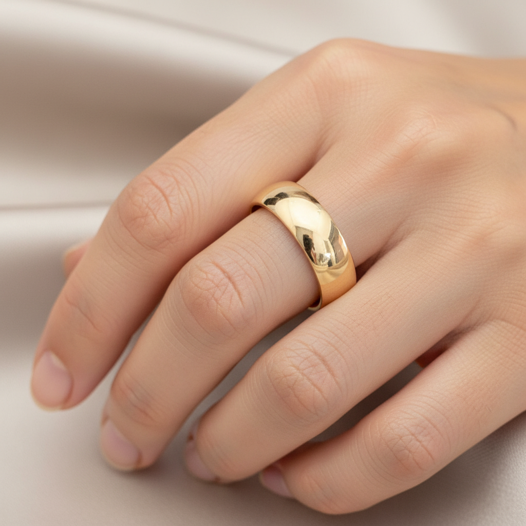 9K Yellow Gold Plain polished wide Wedding Band Ring Size V 1/2 (US 11)
