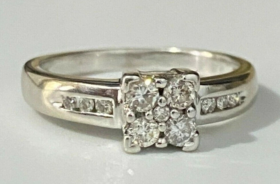 18K White Gold & 0.23CT Diamond Engagement Ring Size M - 6