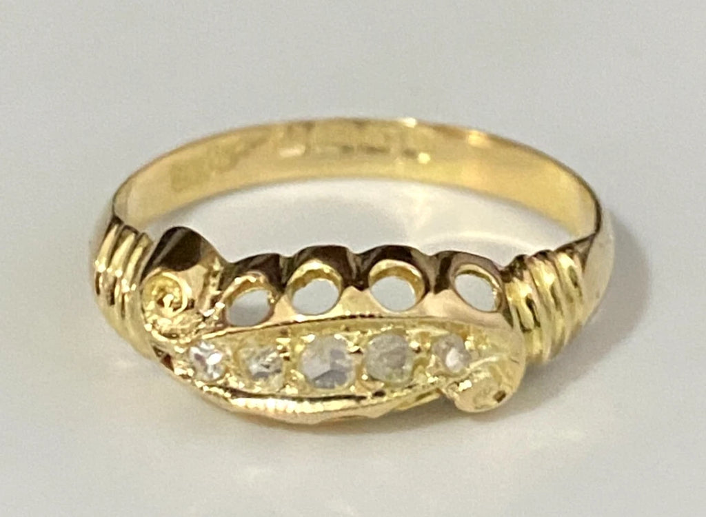 Antique 18K Yellow Gold & Rose Cut Diamond Ring C1919 Size L 1/2 - 6