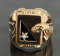 Vintage 18K Solid Yellow Gold Diamond & Black Onyx Serpent Men's Ring - Size R