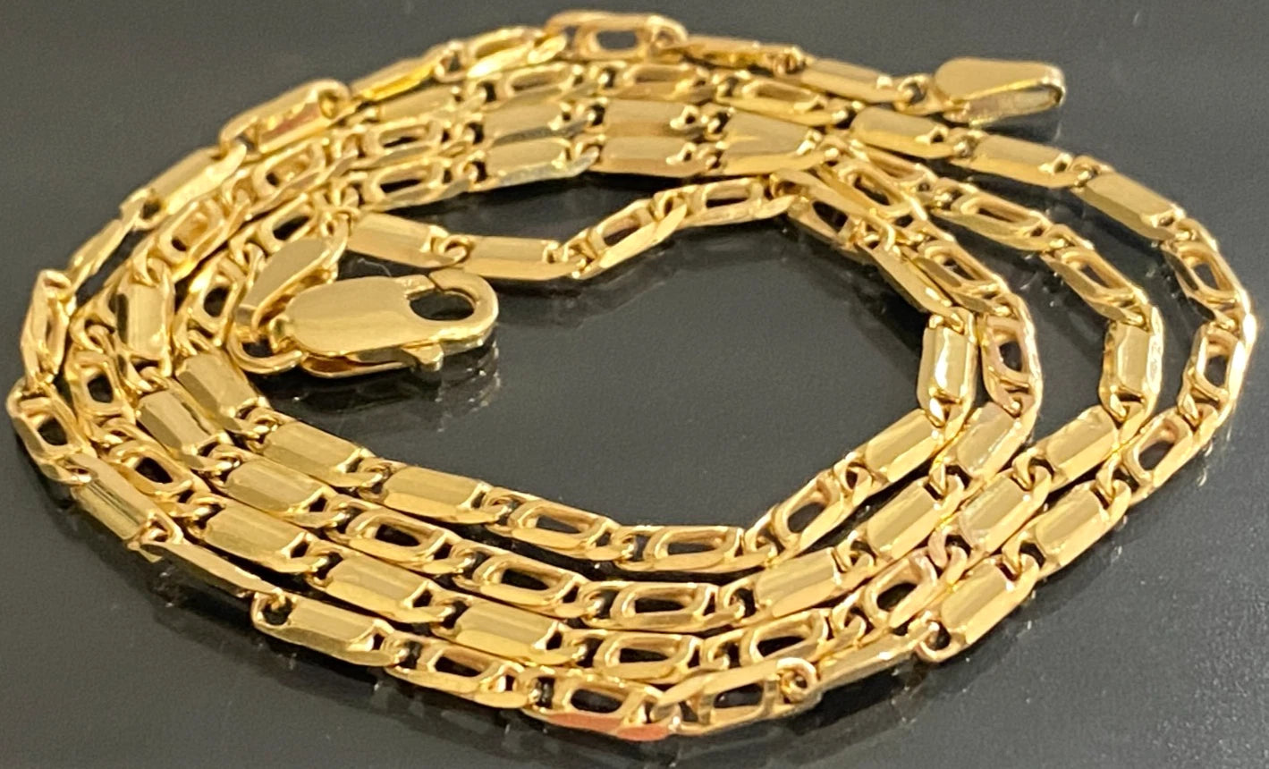 9K Yellow Gold Open & Closed Birdseye Link Chain Necklace - 50.0cm Long