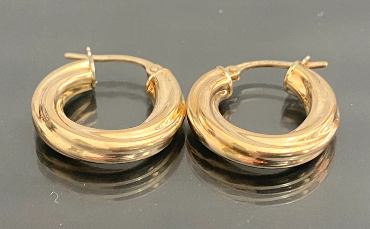9K Yellow Gold Hollow Hoop Earrings 18.0mm