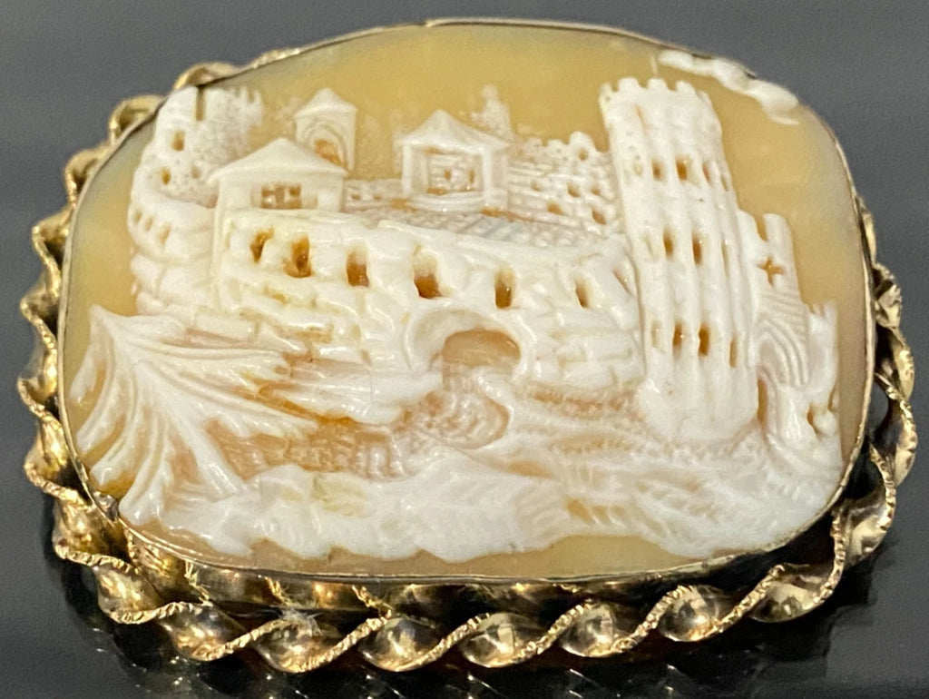 Victorian Yellow Rolled Gold & Carved Cameo Brooch/Pendant