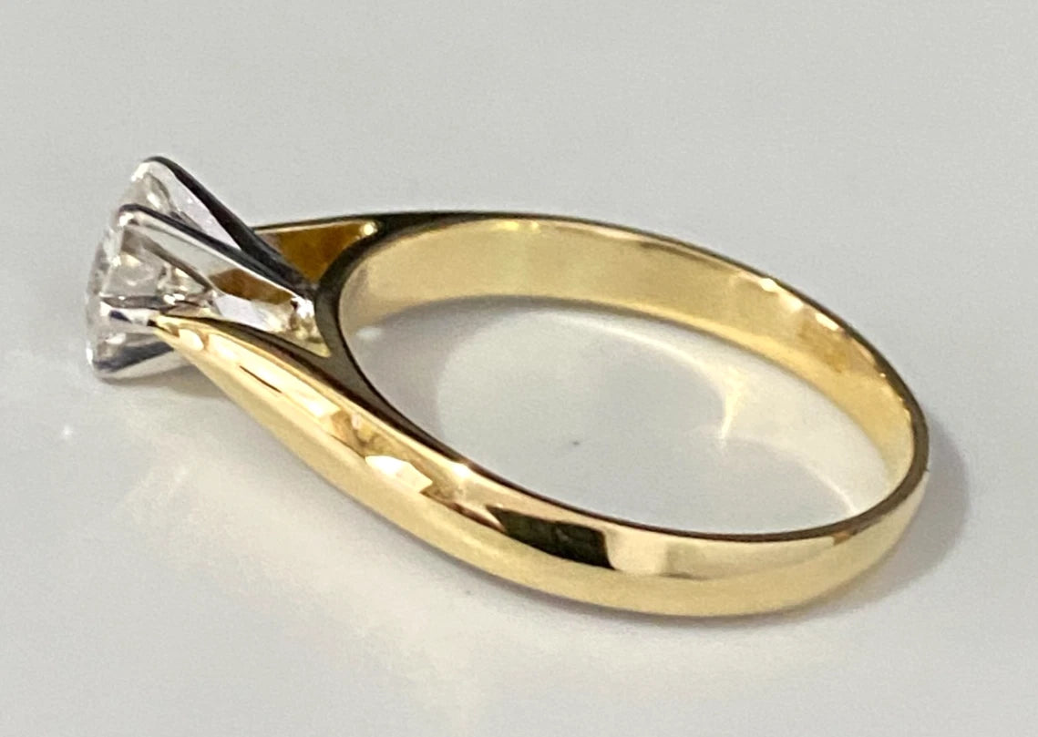 18K Yellow Gold & 0.80CT Diamond Solitaire Ring Size O 1/2 - 7 1/2