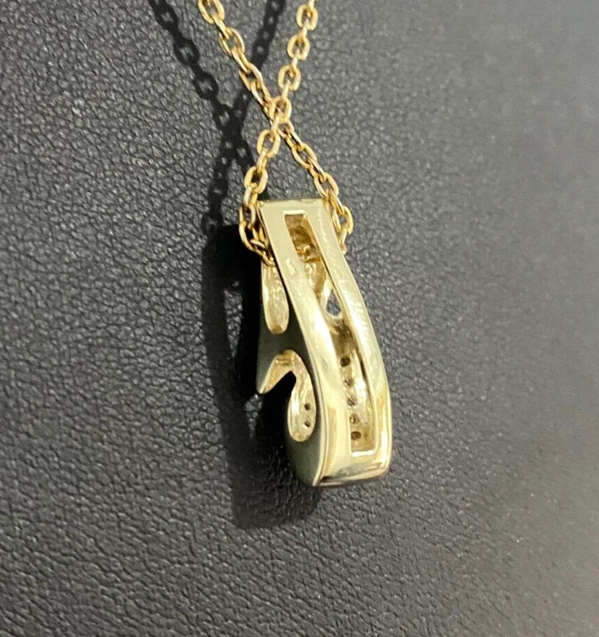 14K Yellow Gold W/ Sapphire & 0.24CT Diamond Pave Set Pendant
