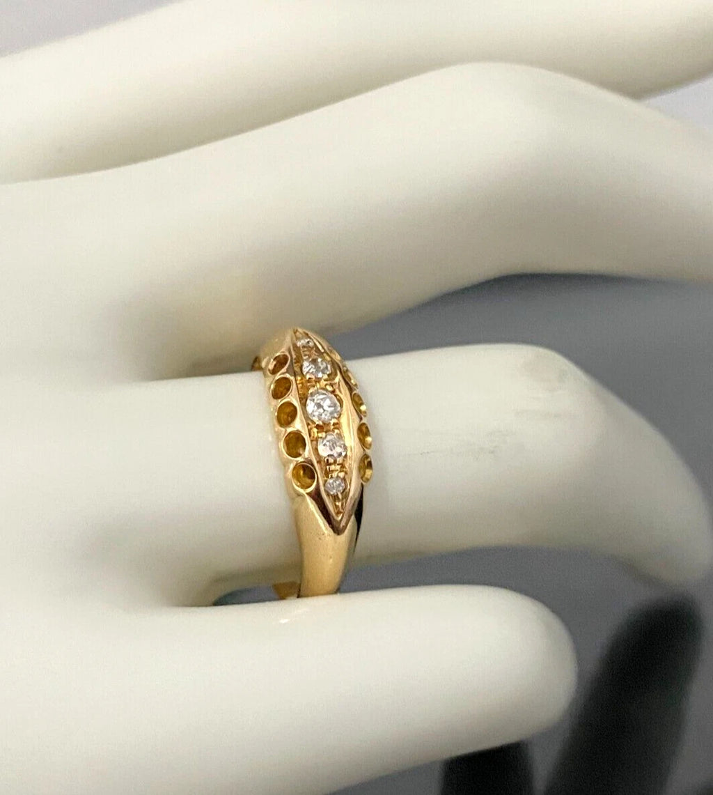 Edwardian 18K Yellow Gold & Diamond Ring C1912 Size N 1/2 - 6 3/4
