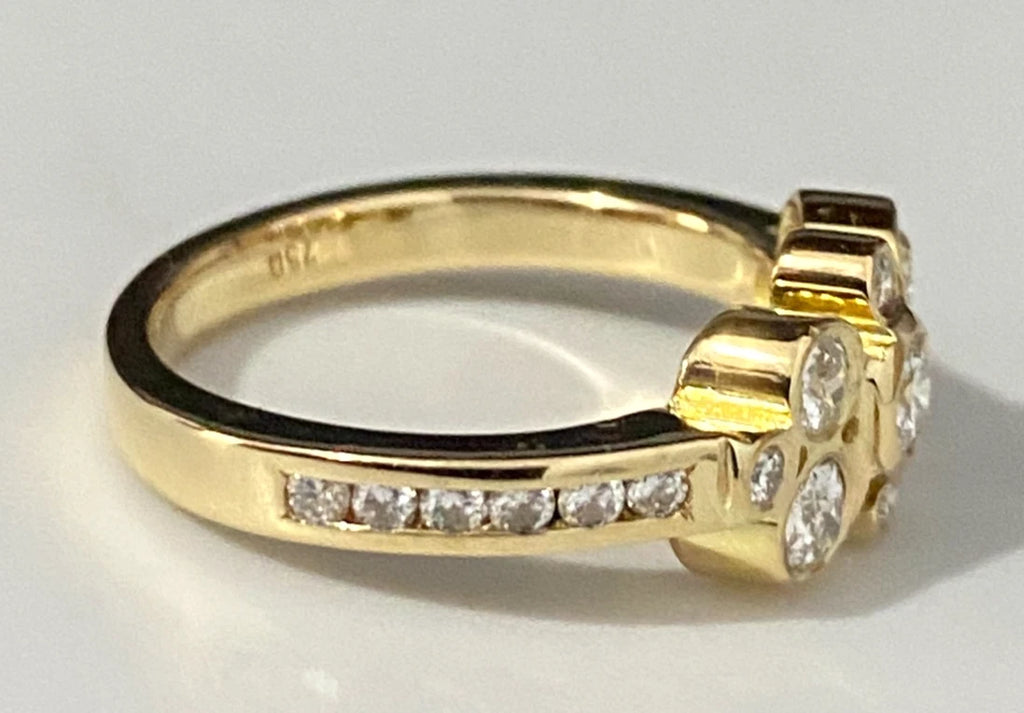 18K Yellow Gold & 0.90CT Diamond Bubble Ring Size N 1/2 - 7