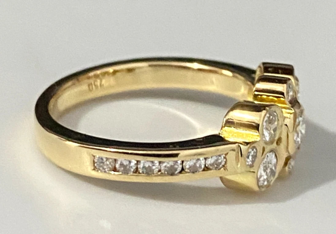18K Yellow Gold & 0.90CT Diamond Bubble Ring Size N 1/2 - 7