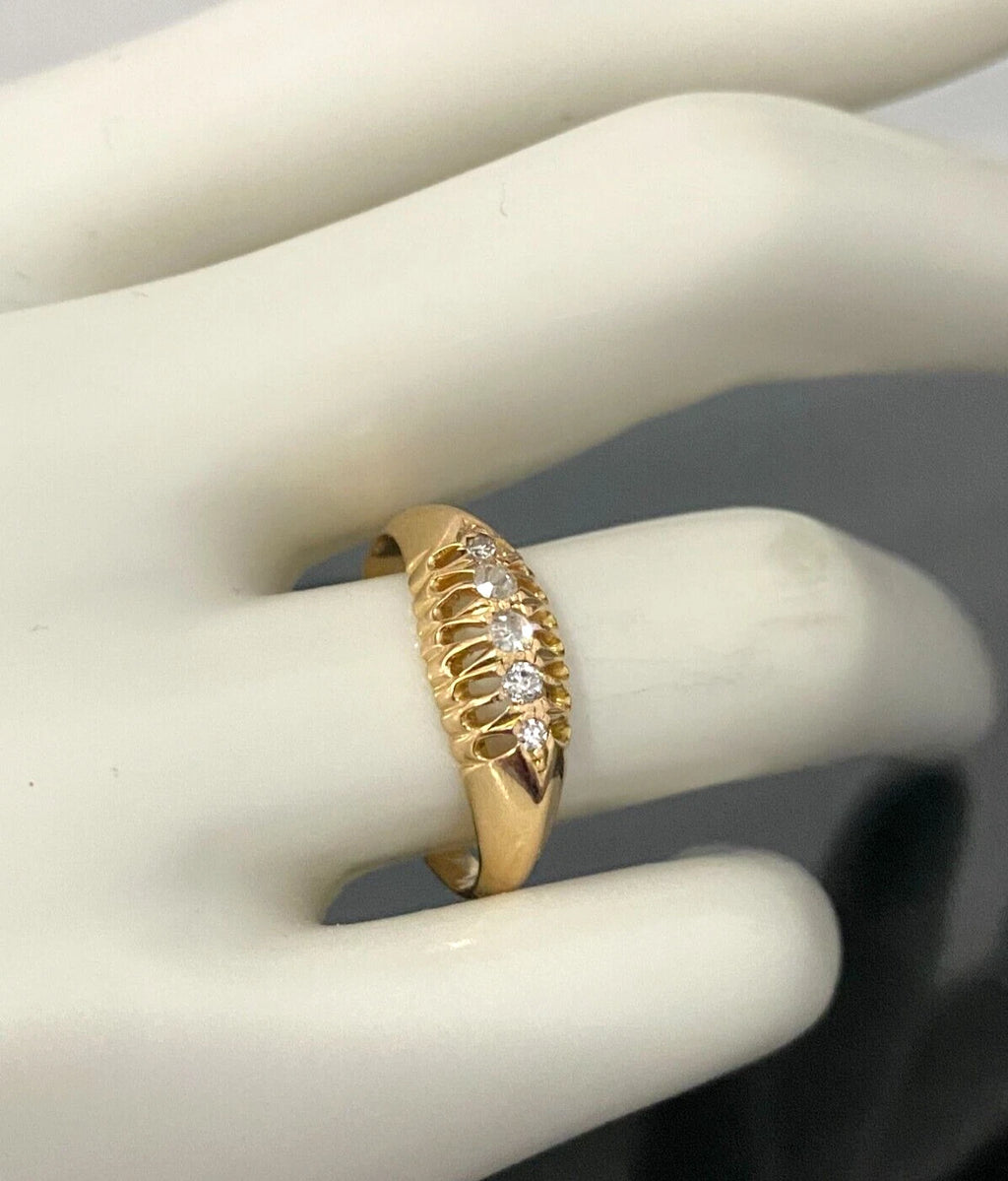 Antique 18K Yellow Gold & Old Cut Diamond Ring C1918 Size O - 7