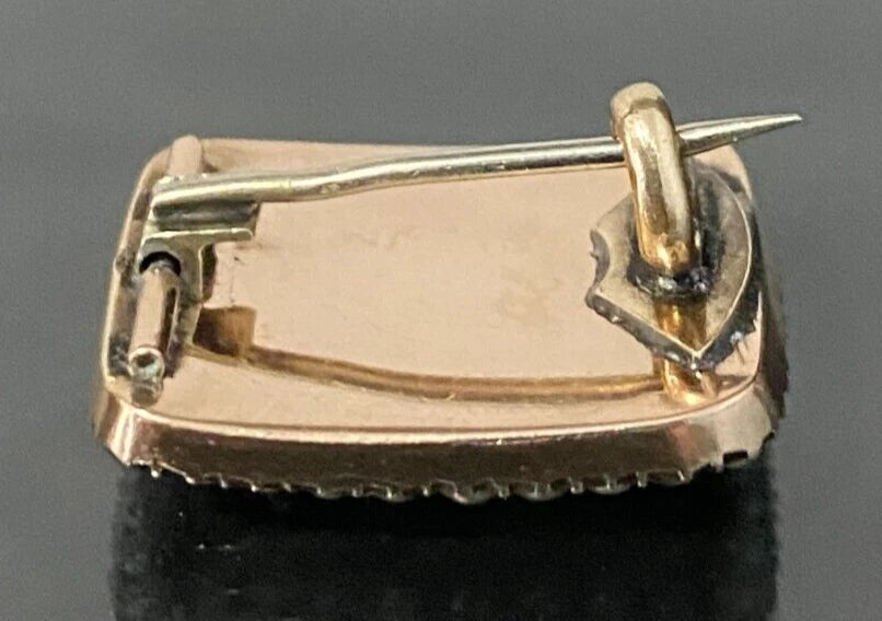 GEORGIAN 9K Gold W/ Pearl & Woven Hairwork Memorial Brooch