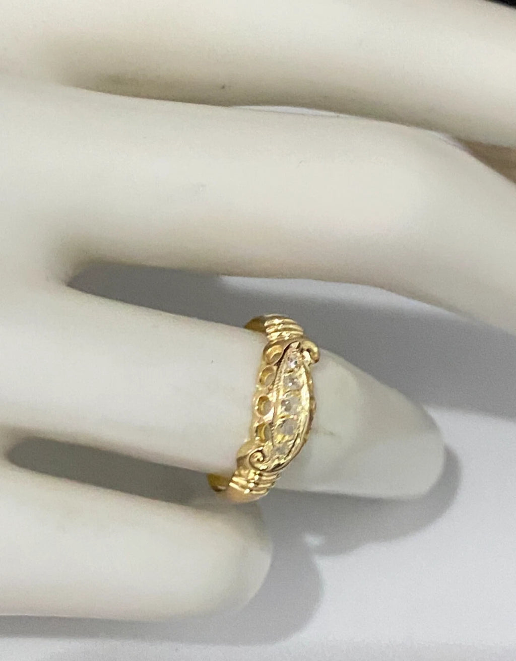 Antique 18K Yellow Gold & Rose Cut Diamond Ring C1919 Size L 1/2 - 6