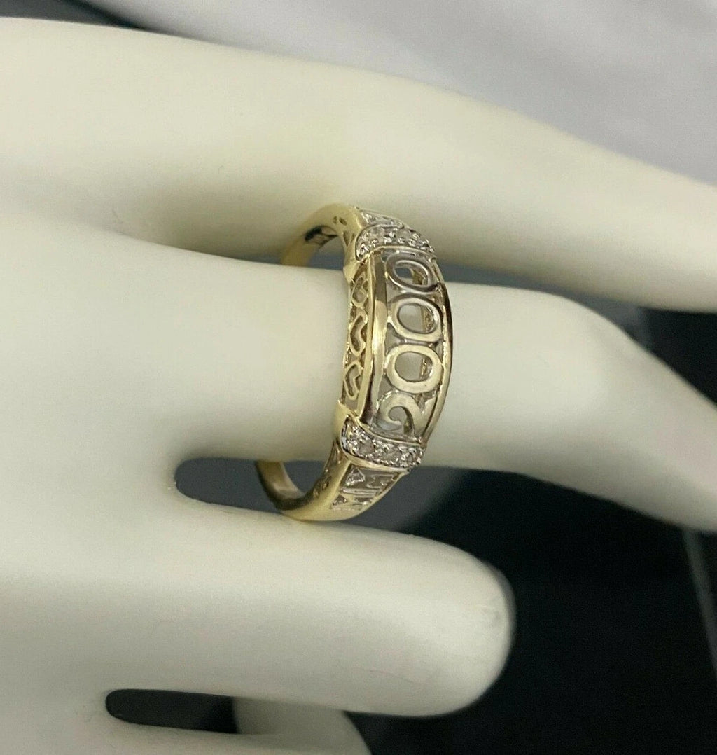 9K Yellow Gold & Diamond "2000" MILLENIUM Ring Size X - 11 5/8