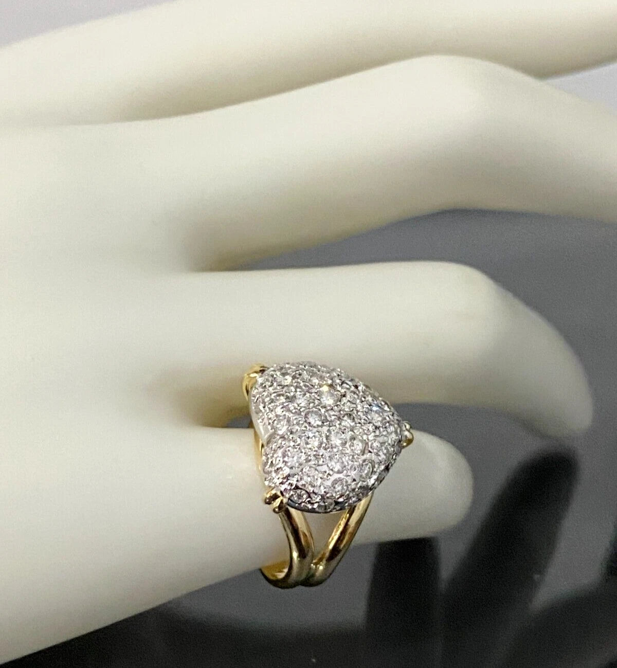 18K Yellow Gold & 0.75CT Diamond Heart Ring Size J 1/2 - 5