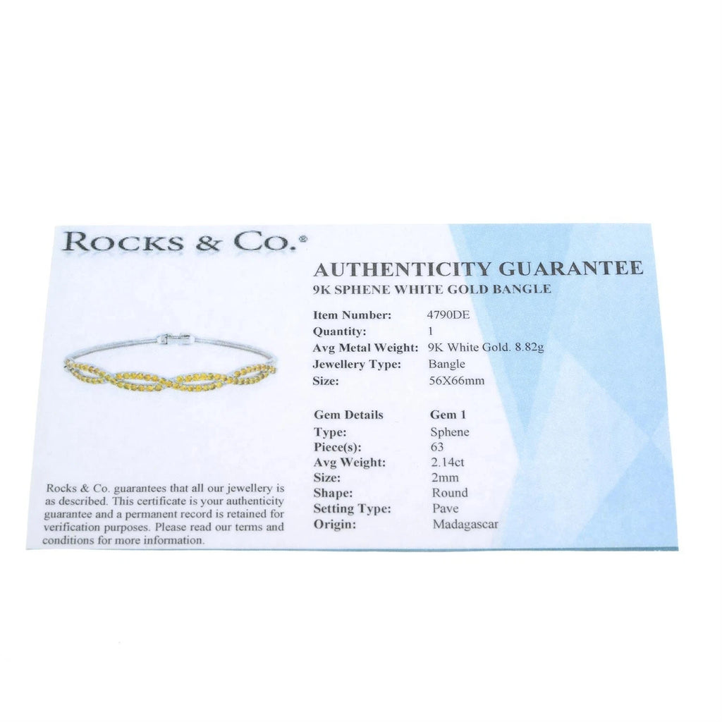 9K White Gold & 2.14CT Sphene Pave Set Bangle
