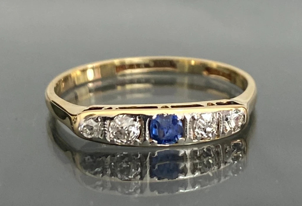 Antique 18ct Yellow Gold & Platinum Diamond Ring Size M 1/2 (US 6.5)