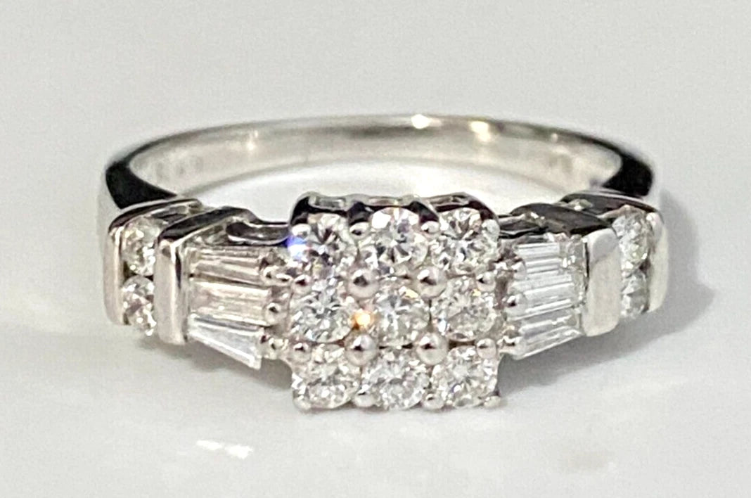 18K White Gold & 0.75CT Diamond Ring Size O - 7
