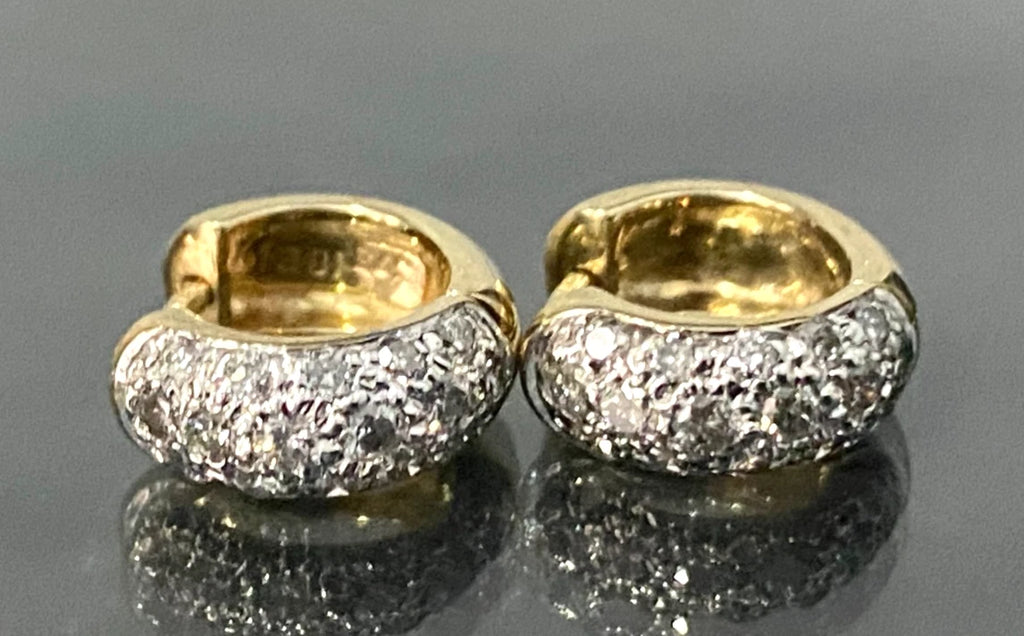 9K yellow Gold & 0.20CT Diamond Pave Set Huggie Hoop Earrings