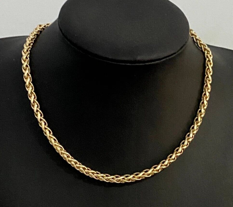 9K Yellow Gold Wheat Link Chain Necklace 41cm Long