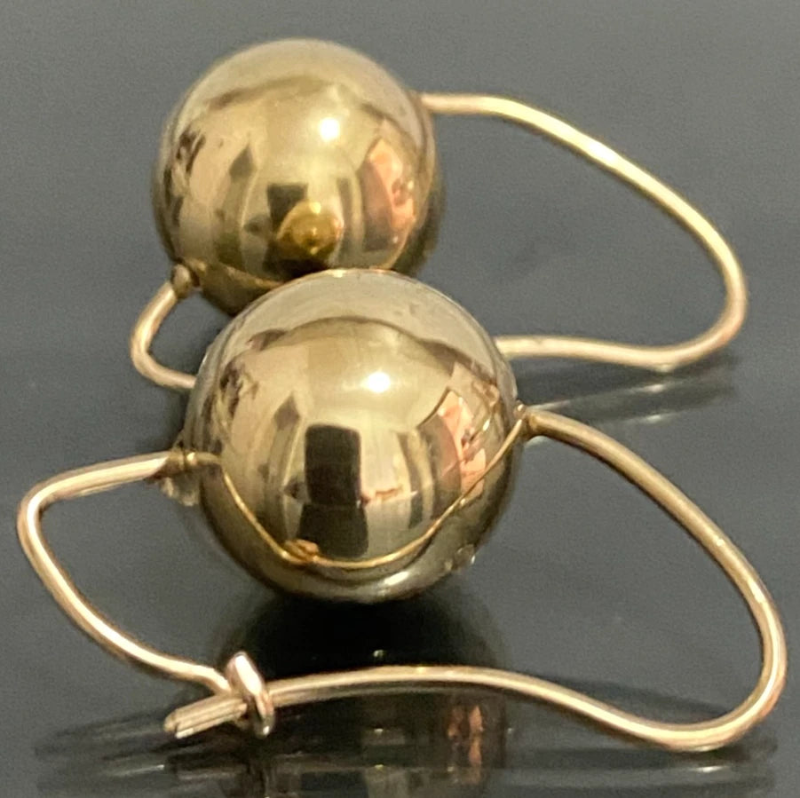 9K Yellow Gold 12.5mm Ball Hook Earrings