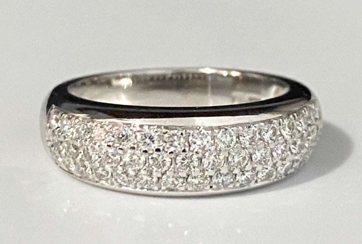 14K White Gold & 0.45CT Diamond Pave Anniversary Ring Size J - 4 5/8