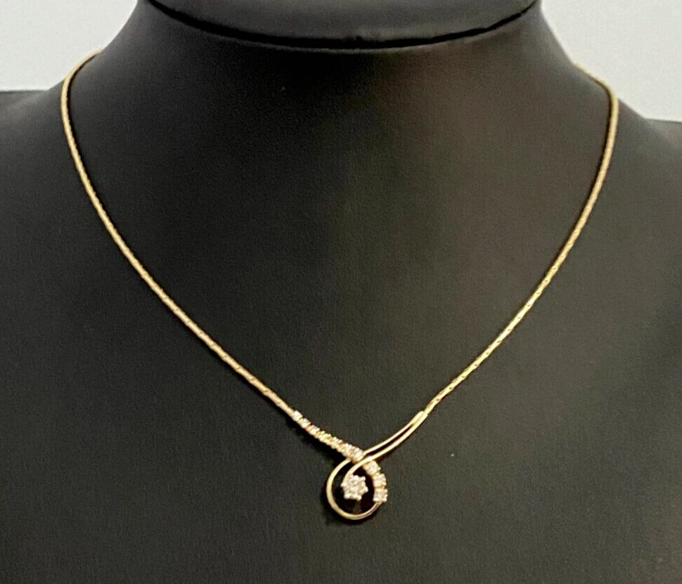 14K Yellow Gold & 0.50CT Diamond Necklace 41cm Long