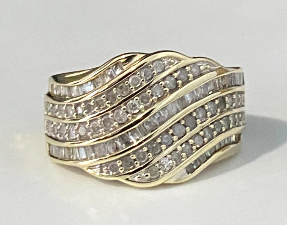 10K Yellow Gold & 0.75CT Diamond Dress Ring Size J - 5